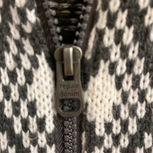 Nordic Sweater Women- Zip Up Cardigan Sweater - Grey and White Ski Sweater. - Picture 3 of 5